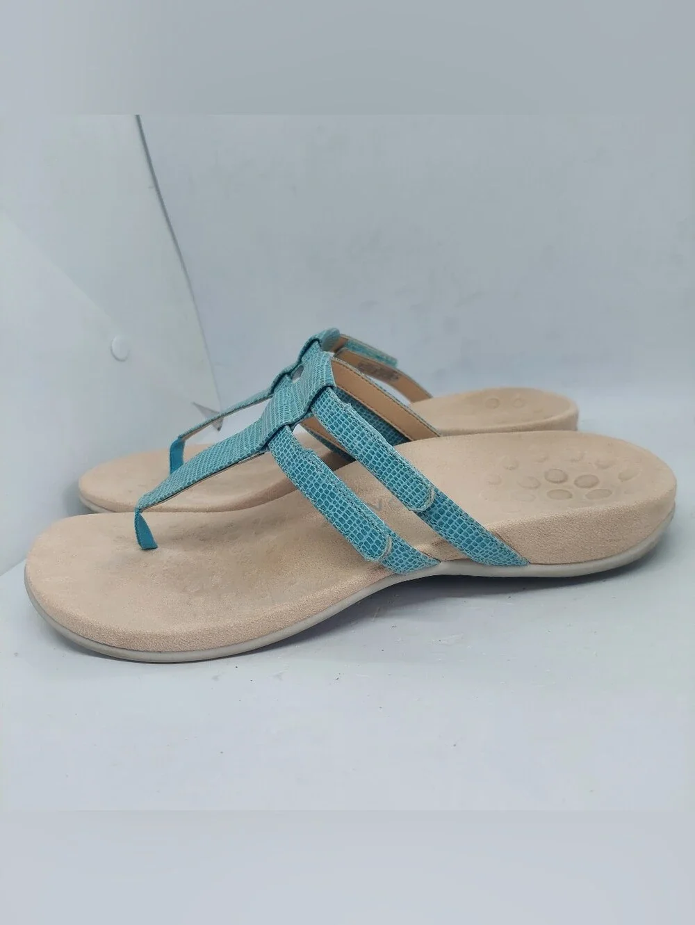 Vionic Elvia Sandals Orthotic Teal Blue Womens Sz 9 Wide Adjustable Summer Shoes